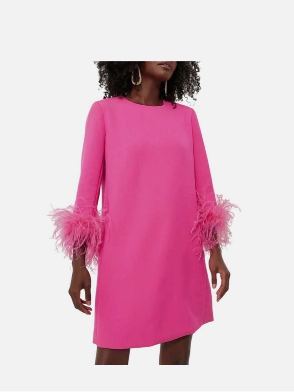 Tuckernuck Mod Mary Hot Pink Feather-Cuff Shift Dress - Women